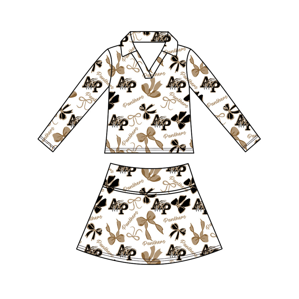 Custom moq 5 mix size milk silk summer teams Girls Brown Polka Dot Top Shorts Set Top Skirt Short Set Zipper Pullover Jogger Pants Set Pullover Tops