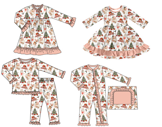 25.7.7 custom each style moq 5 eta 4-6week Sibling Sisters Christmas baby girl long sleeve pants sets and romper and dress 1 and dress 2 match family design
