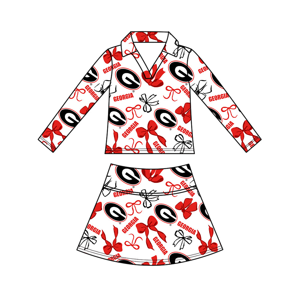 Custom moq 5 mix size summer teams Girls Orange-Red Polka Dot Top Shorts Set Top Skirt Short Set Zipper Pullover Pants Set