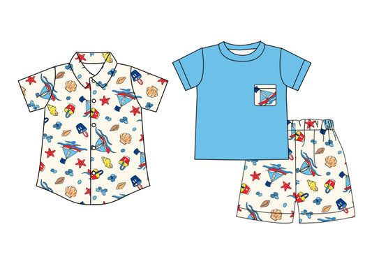 2.18 custom each style moq 5eta 4-6week Sibling Sister baby boy sets and top match family design