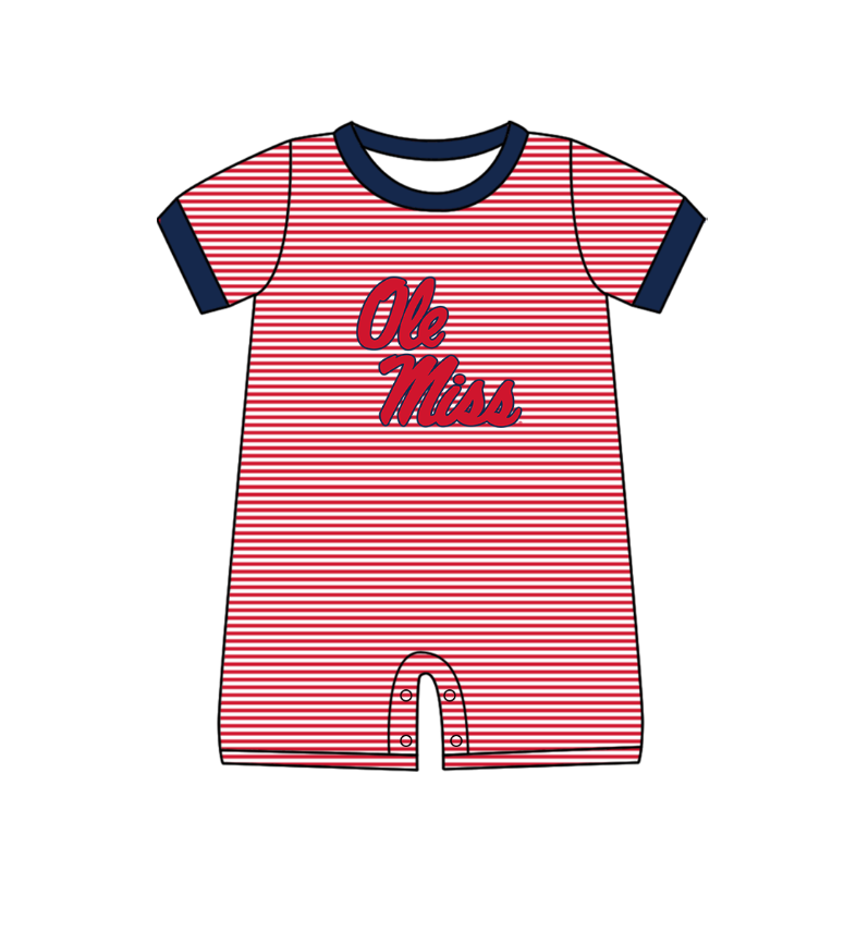 Custom moq 5 mix size milk silk summer teams Baby Boys And Girls Red Short-Sleeved Shirt And Shorts Set Matching Striped Rompers Outfit Set