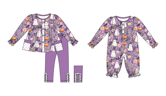 25.7.8 custom each style moq 5eta 4-6week Sibling Sister ghost bow baby girl long sleeve pants sets and rompers match family design