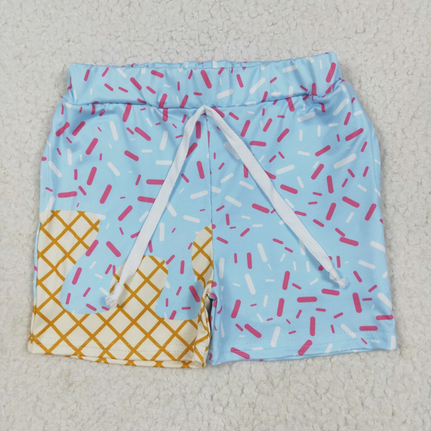 RTS NO MOQ SS0609 Waffle Ice Cream Light Blue Shorts