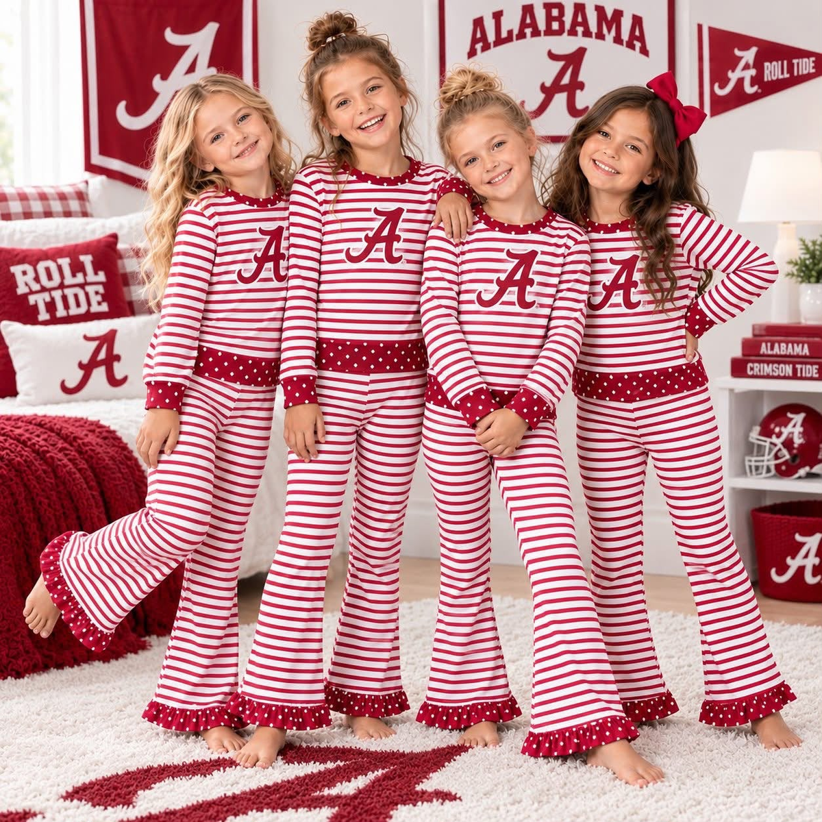 custom moq 5 mix size AYLN0101 Baby Kids Striped Print Long Sleeve Tee and Pants Set