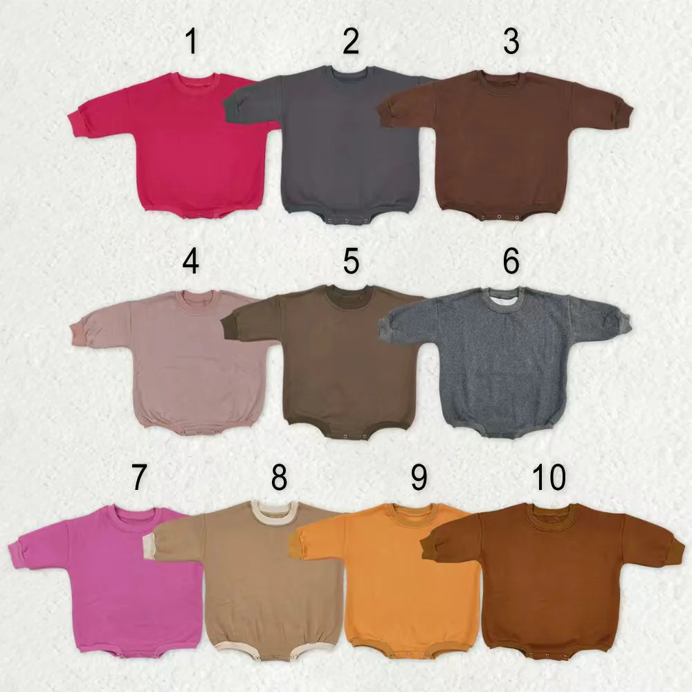 RTS NO MOQ Sibling baby girl boys clothes Fleece-lined long-sleeved bodysuits