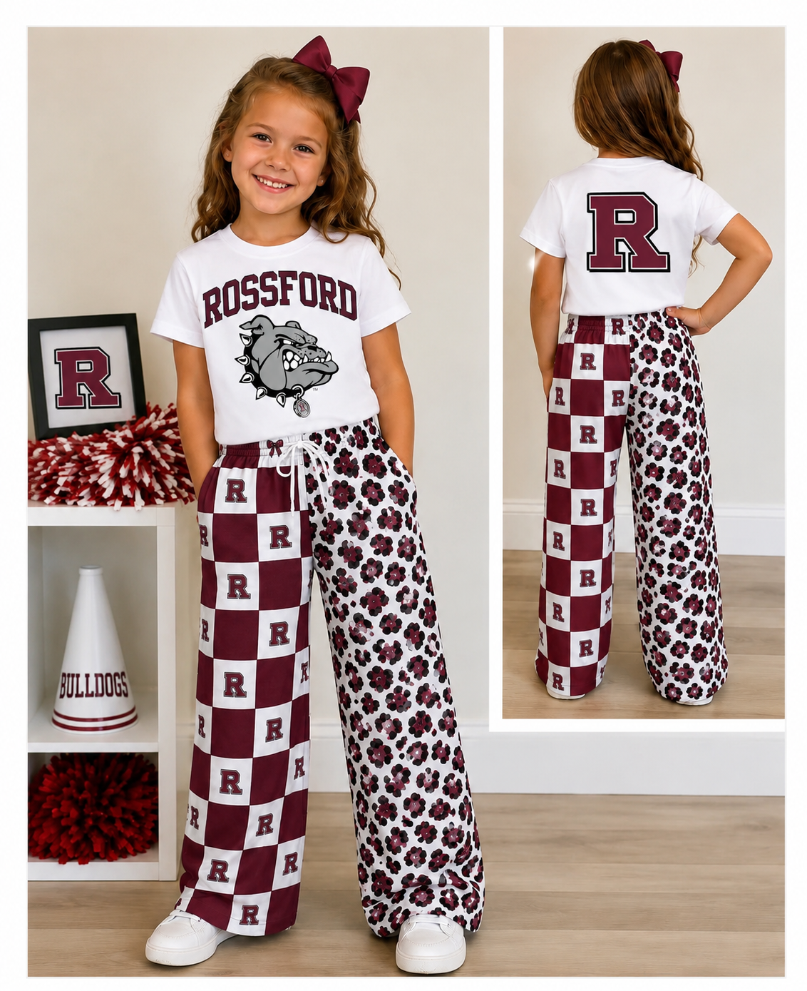 custom moq 5 mix size RLES0101 Baby Girls Short Sleeve Top Checked Pant Team Clothing Set
