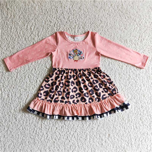 RTS NO MOQ（In Stock) GLD0095 Embroidery Turkey Flower Long Sleeve Dress