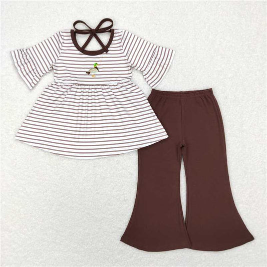 RTS NO MOQ（In Stock) GSPO1020 Embroidered duck short-sleeved trousers suit