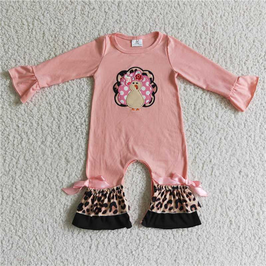 RTS NO MOQ（In Stock ) LR0112 Embroidered Turkey Long Sleeve Bodysuit