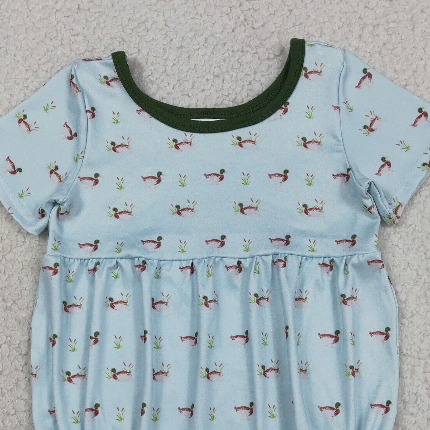 RTS NO MOQ SR3999 Baby Boys Plaid Hunting Short Sleeve Duck Rompers