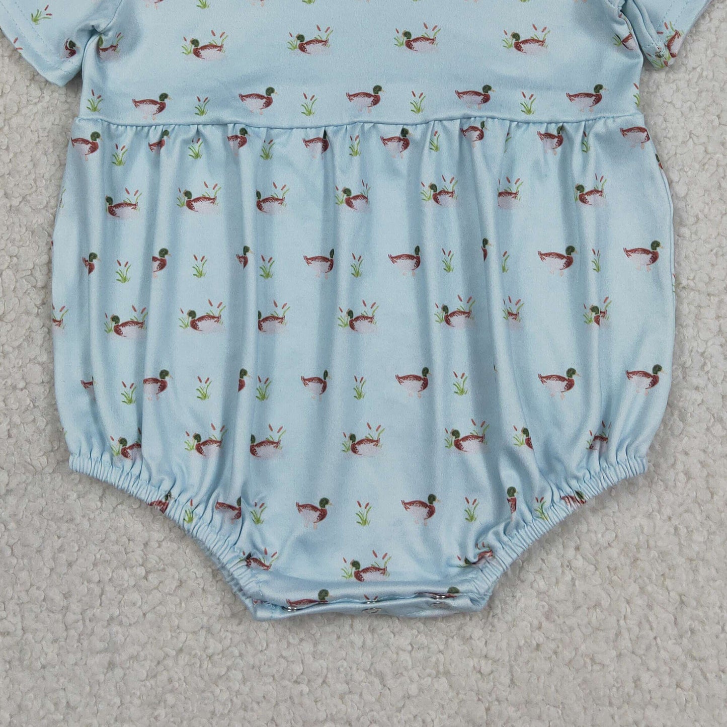 RTS NO MOQ SR3999 Baby Boys Plaid Hunting Short Sleeve Duck Rompers