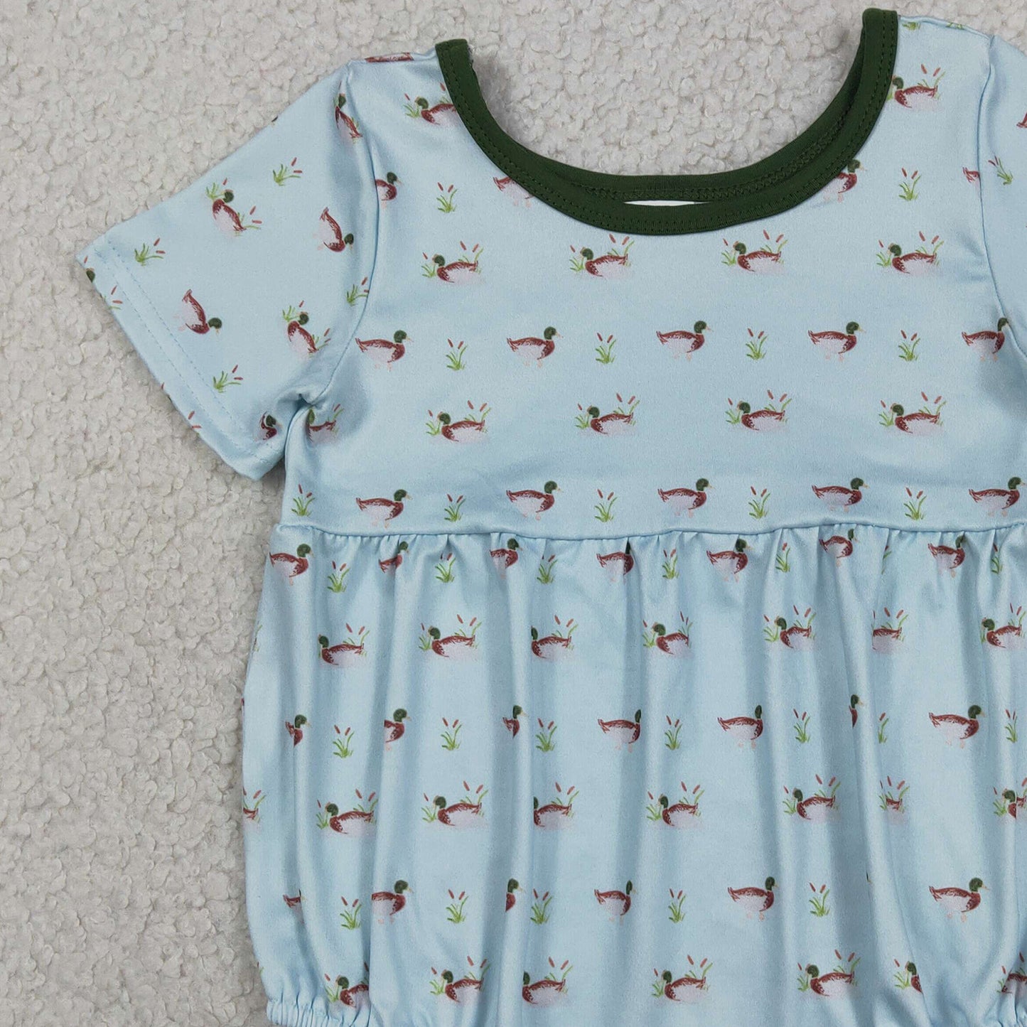RTS NO MOQ SR3999 Baby Boys Plaid Hunting Short Sleeve Duck Rompers