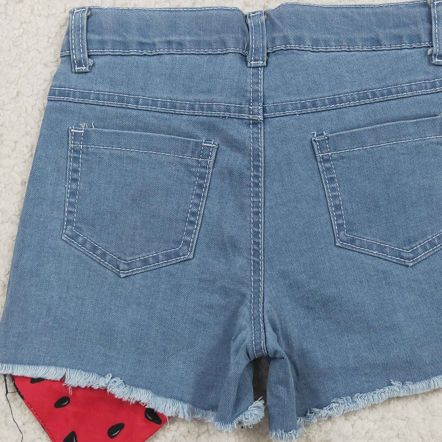 RTS NO MOQ milk silk SS0948 Baby Girls Watermelons Denim Shorts Bottom With Pockets