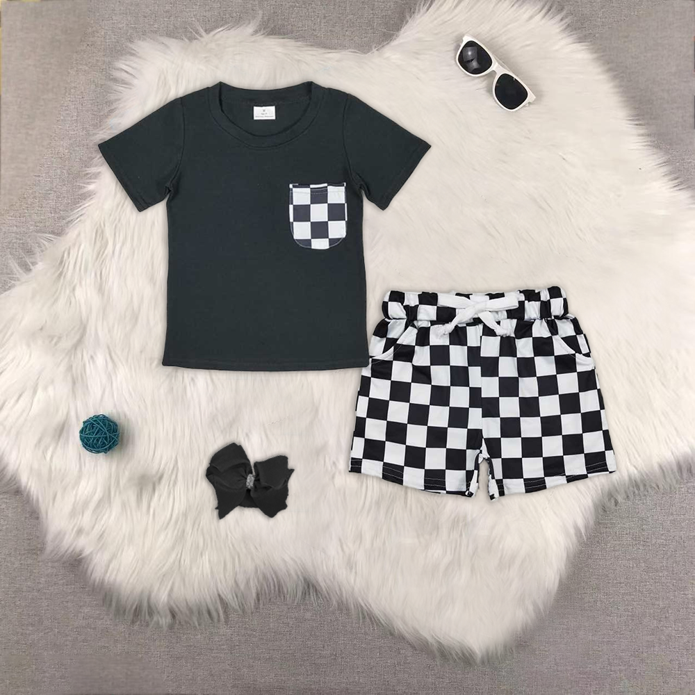 RTS NO MOQ BT0660+SS0273 HOT SELL baby boys clothes short sleeve shorts set