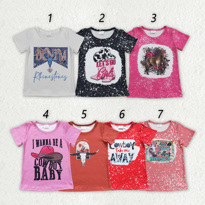 RTS NO MOQ baby girl clothes Short Sleeve Top