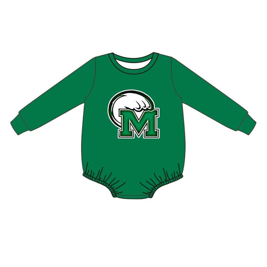 Custom moq 5 eta 6-8weeks baby boys clothes green long sleeve romper