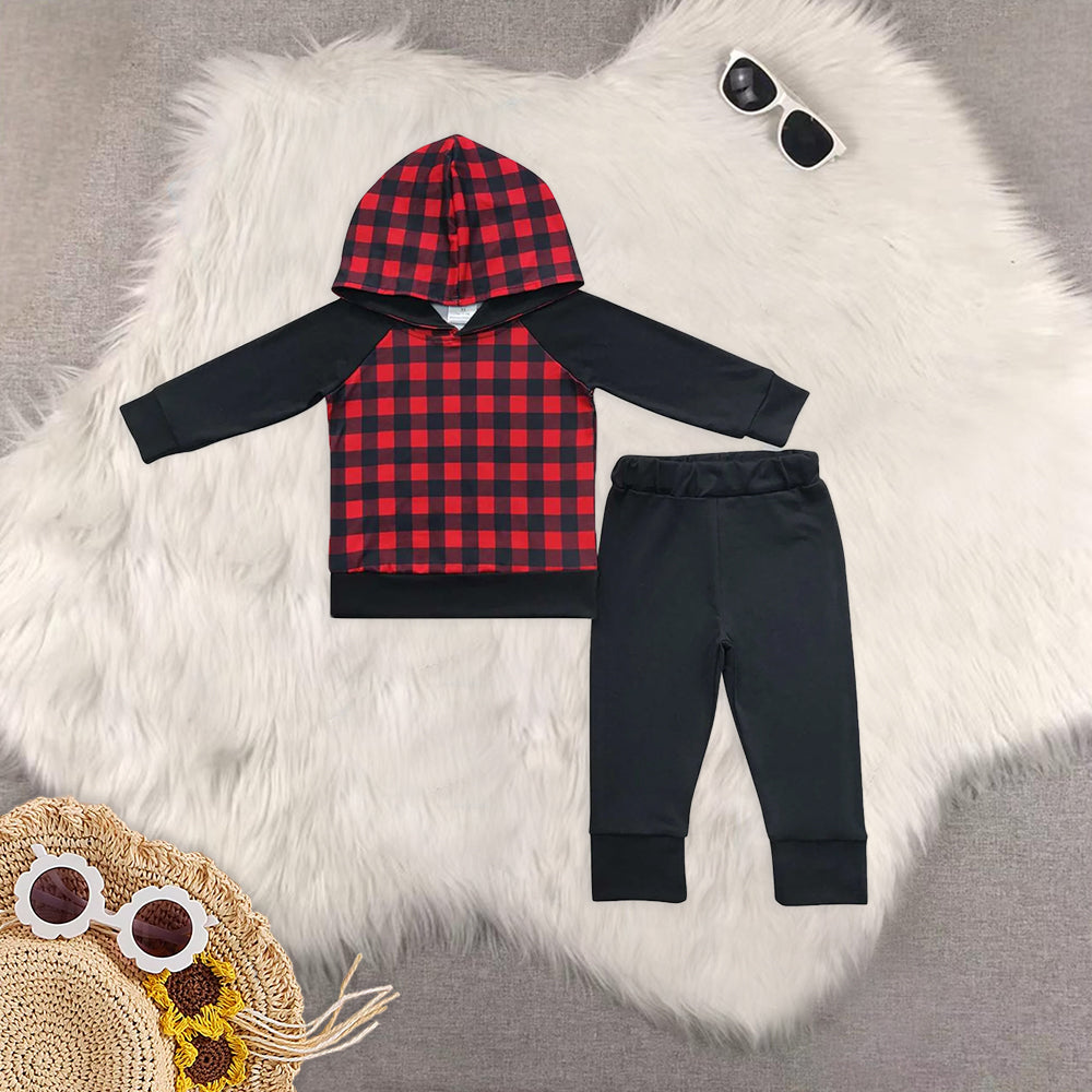 RTS NO MOQ baby boy clothes hooded long sleeve Clothes Sets
