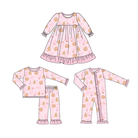 25.6.21 custom each style moq 5eta 4-6week Sibling Sisters Christmas bow baby girl long sleeve pants sets and dress and rompers match family design