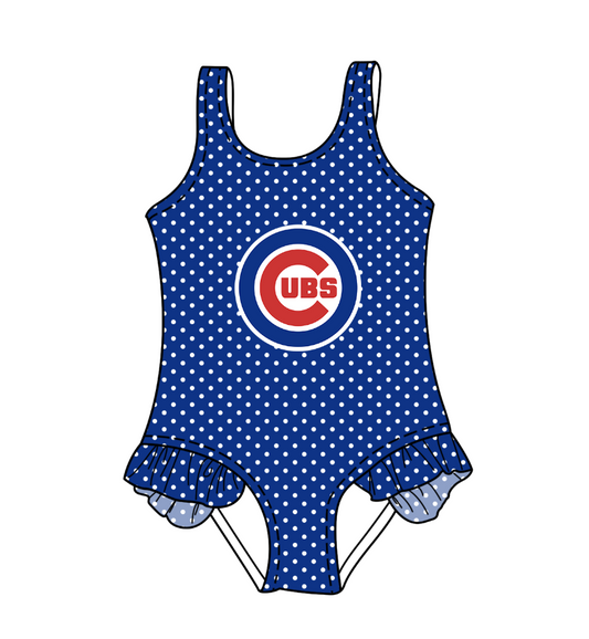 Custom moq 5 mix size milk silk summer teams Blue Baby Girl Sleeveless Polka Dot Lace Onesie Swimsuit Cute Summer Beachwear for Little Girls