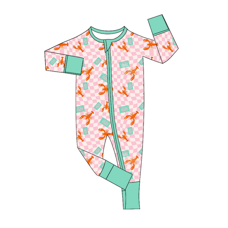9.14 custom each style moq 5eta 4-6week Sibling Sister crayfish pink and white plaid baby girls sets and rompers match family design