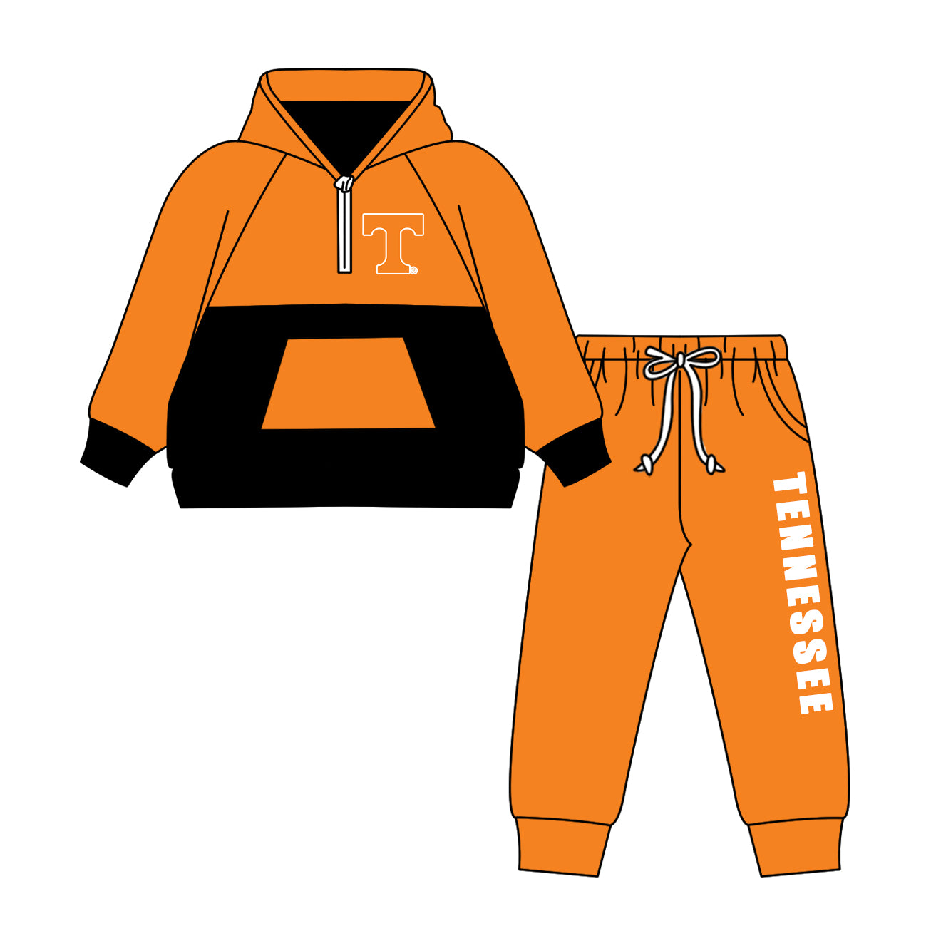 Custom moq 5 mix size milk silk summer teams baby girls clothes orange hooded long sleeve pants sets and hooded top and pant and top 2-25.8.21