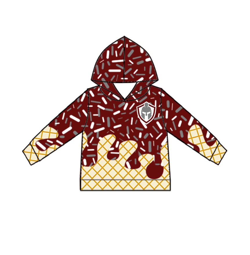 Custom moq 5 mix size milk silk baby girls clothes team bow brick red hooded long sleeve tops and shorts and jacket-25.7.22