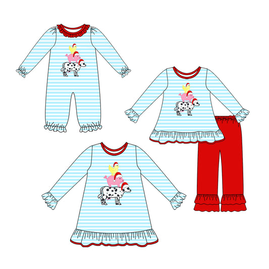 25.7.10 custom each style moq 5eta 4-6week Sibling Sisters Christmas baby girl long sleeve pants sets and dress and rompers match family design