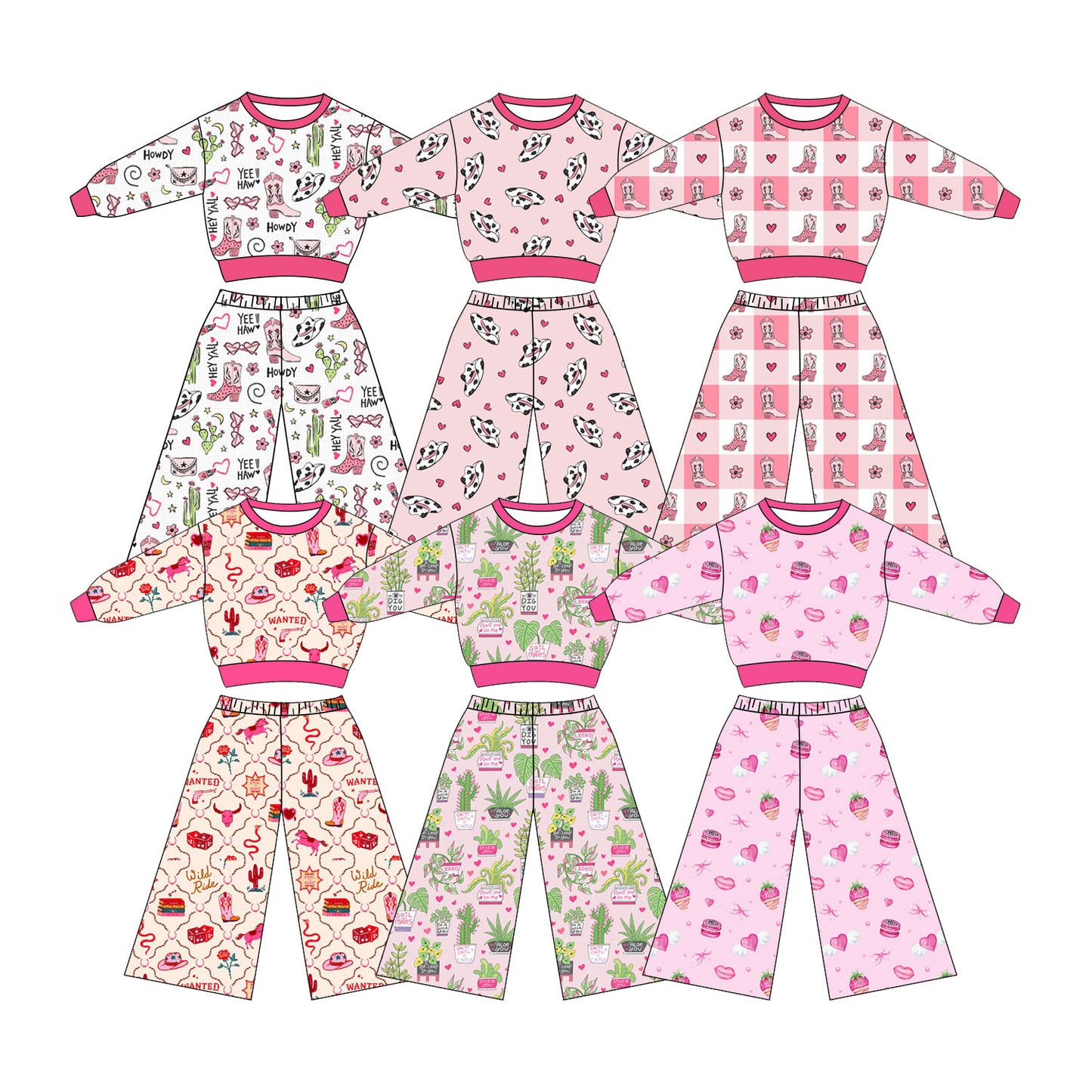 25.10.30 custom each style moq 5 eta 6-8week Sibling Sisters bow love boots baby girl long sleeve pants sets 6 match family design