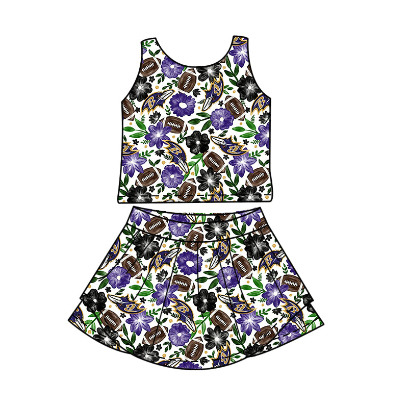 Custom moq 5 mix size milk silk summer teams Baby Girl Sleeveless Top And Purple Shorts Set Sleeveless Skirt Set Yoga Dress Romper