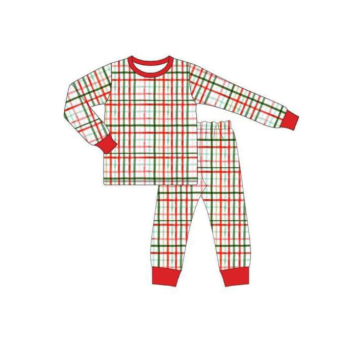 5.20custom each style moq 5eta 4-5week Sibling Sister Multicolor line grid red girls and boys outfits and baby romper and dress match family design