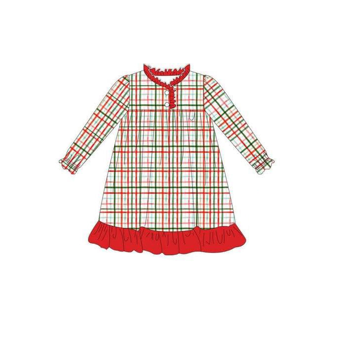 5.20custom each style moq 5eta 4-5week Sibling Sister Multicolor line grid red girls and boys outfits and baby romper and dress match family design