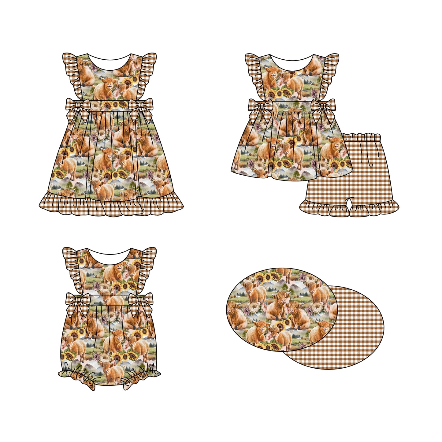 11.16 custom each style moq 5eta 4-6week Sibling Sister alpine floral baby girl short sleeve shorts sets and dress and rompers match family design