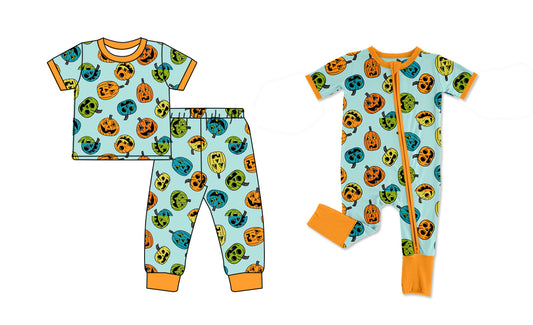 4.26 custom each style moq 5eta 4-6week Sibling Sisters pumpkin baby boy short sleeve pants sets and rompers match family design