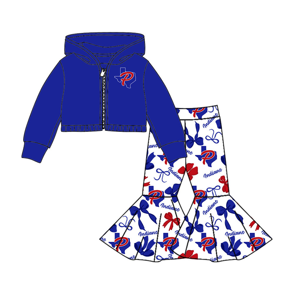 Custom moq 5 mix size milk silk summer teams baby girls clothes bow blue hooded long sleeve pants sets and skirts sets and dress 1 and dress 2 and top-25.8.4