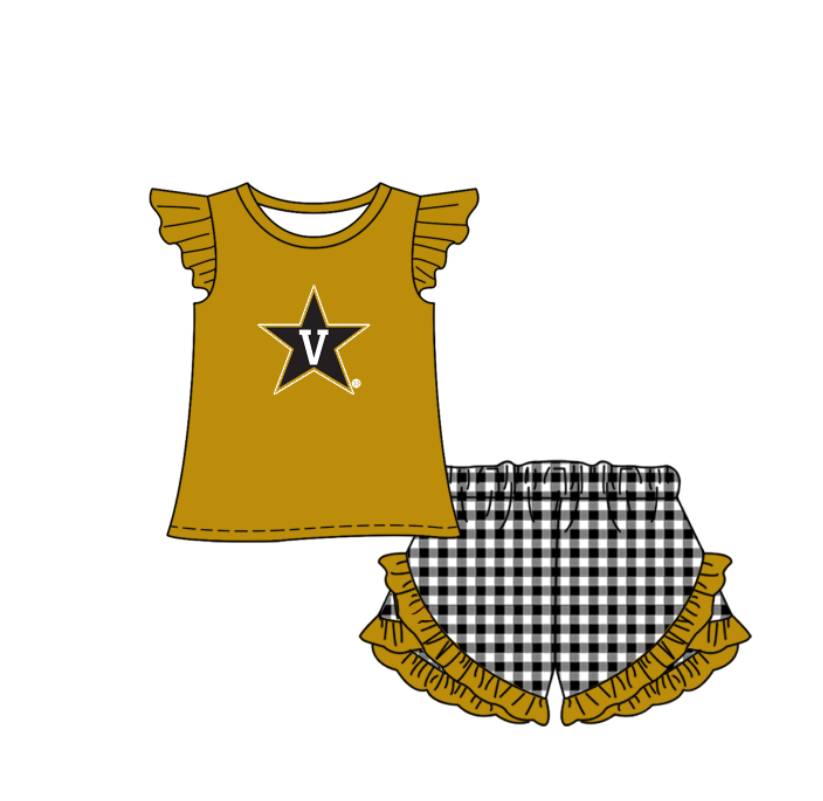 Custom moq 5 mix size milk silk summer teams Baby Boys And Girls Yellow Short-Sleeved Shirt And Shorts Set Matching Striped Rompers Outfit Set