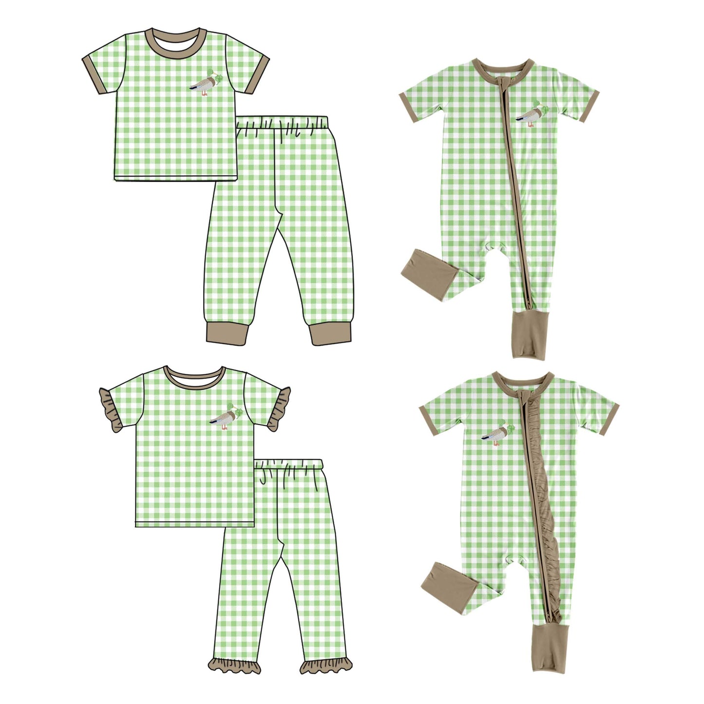 11.2 custom each style moq 5eta 4-6week Sibling Sister duck baby girl sets 1 and sets 2 and boy rompers and girl romper match family design