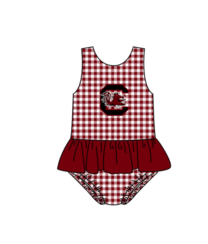 Custom moq 5 mix size milk silk summer teams Baby Girl Red Stripe Two-Piece Swimsuit Set One Piece Swimsuits Boys Swim Trunks