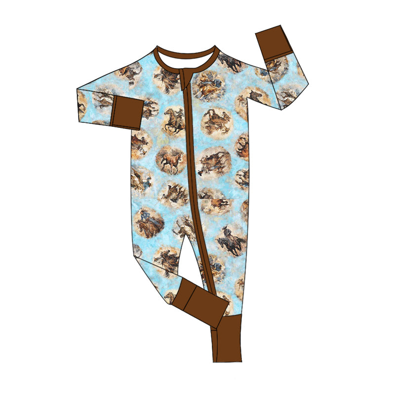 9.12 custom each style moq 5eta 4-6week Sibling Sister riding horse baby boys sets and rompers match family design