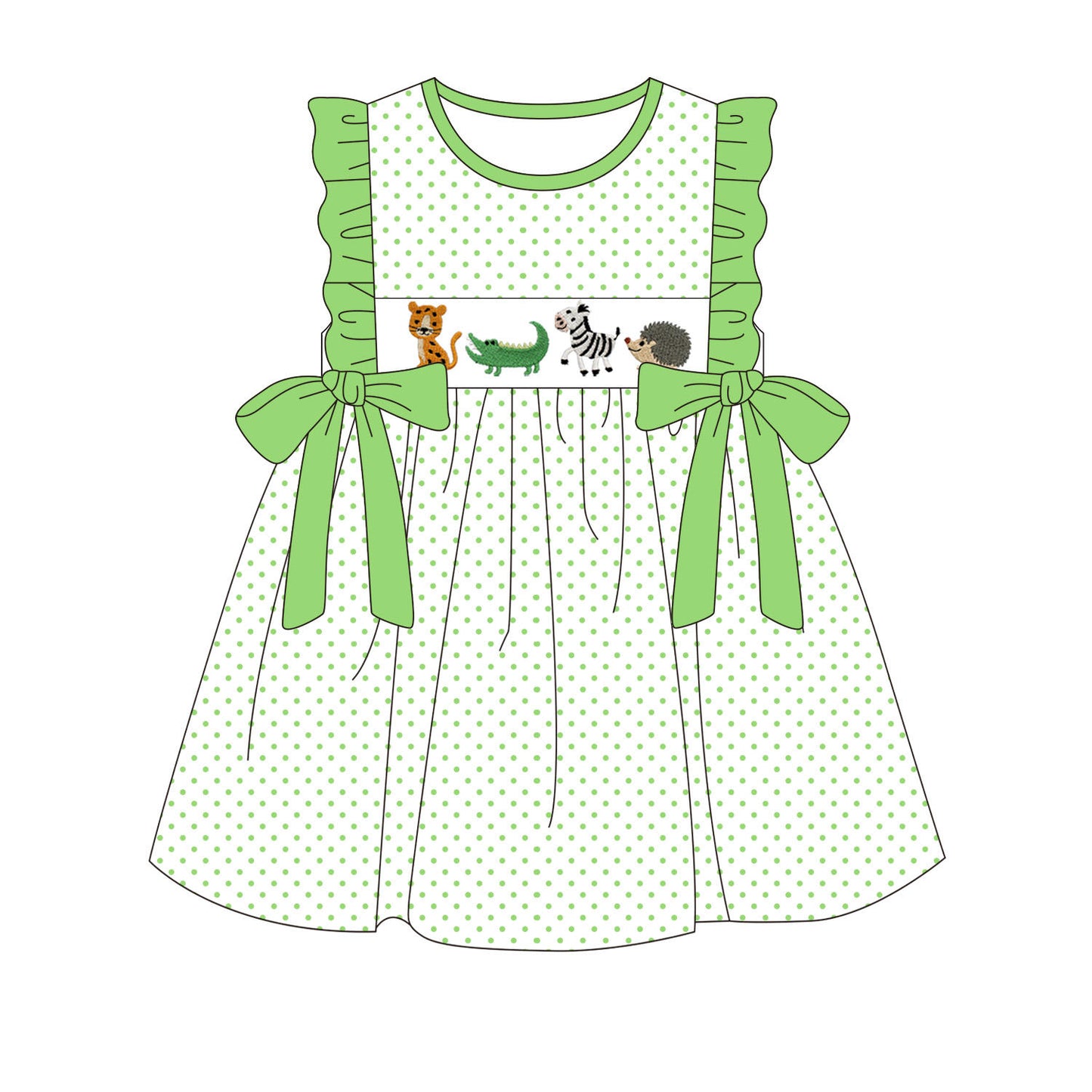 5.18custom each style moq 5eta 4-5week Sibling Sister animal print green girls and boys outfits and baby romper match family design