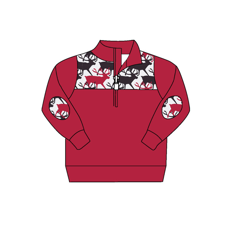 7.10 custom each style moq 5 eta 4-6week baby boys clothes deer rose red long sleeve top