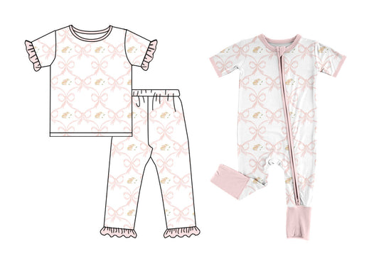 25.10.2 custom each style moq 8 eta 6-8week Sibling Sisters easter bow baby girl clothes short sleeve pants sets and romper match family design