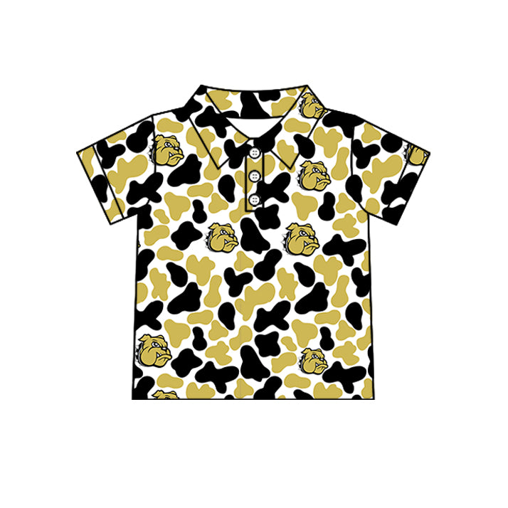 Custom moq 5 mix size summer teams Baby Boys Camo Print Short Sleeve Button Polo Top