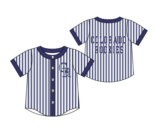 Custom moq 5 mix size milk silk summer teams Navy Blue Striped Short-Sleeved Button-Down Shirt for Baby Boy Outfit