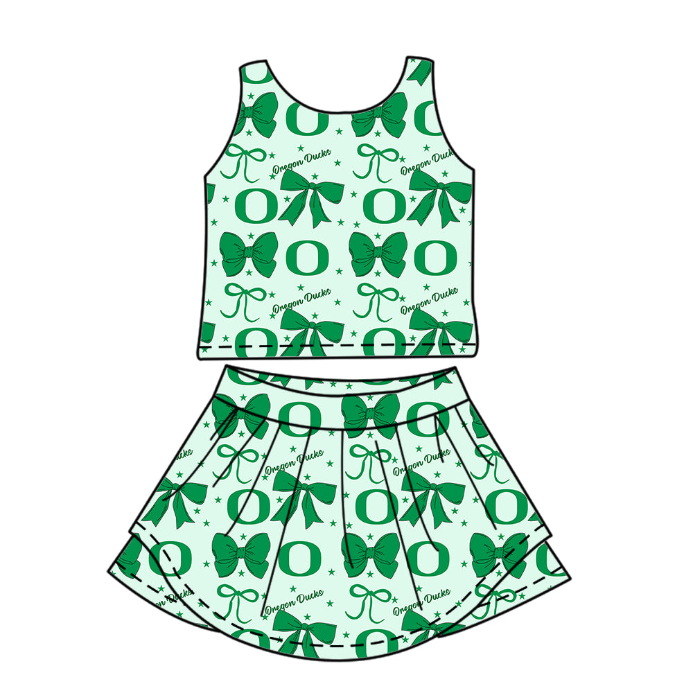 Custom moq 5 mix size milk silk summer teams baby girls clothes team bow green sleeveless skirts sets and dress 1 and dress 2 and dress 3-25.6.24