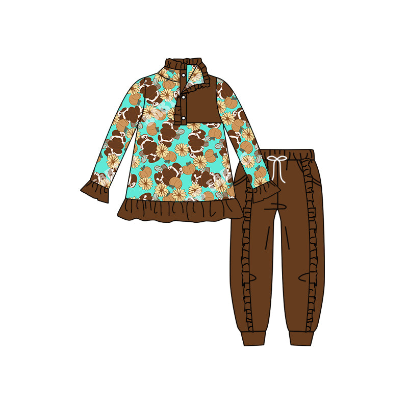 5.25 custom each style moq 5 eta 4-5week baby girls clothes turkey brown long sleeve lace pants outfits