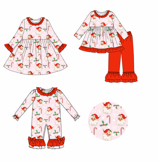 25.7.30 custom each style moq 5eta 4-6week Sibling Sisters Christmas baby girl long sleeve pants sets and dress and rompers match family design