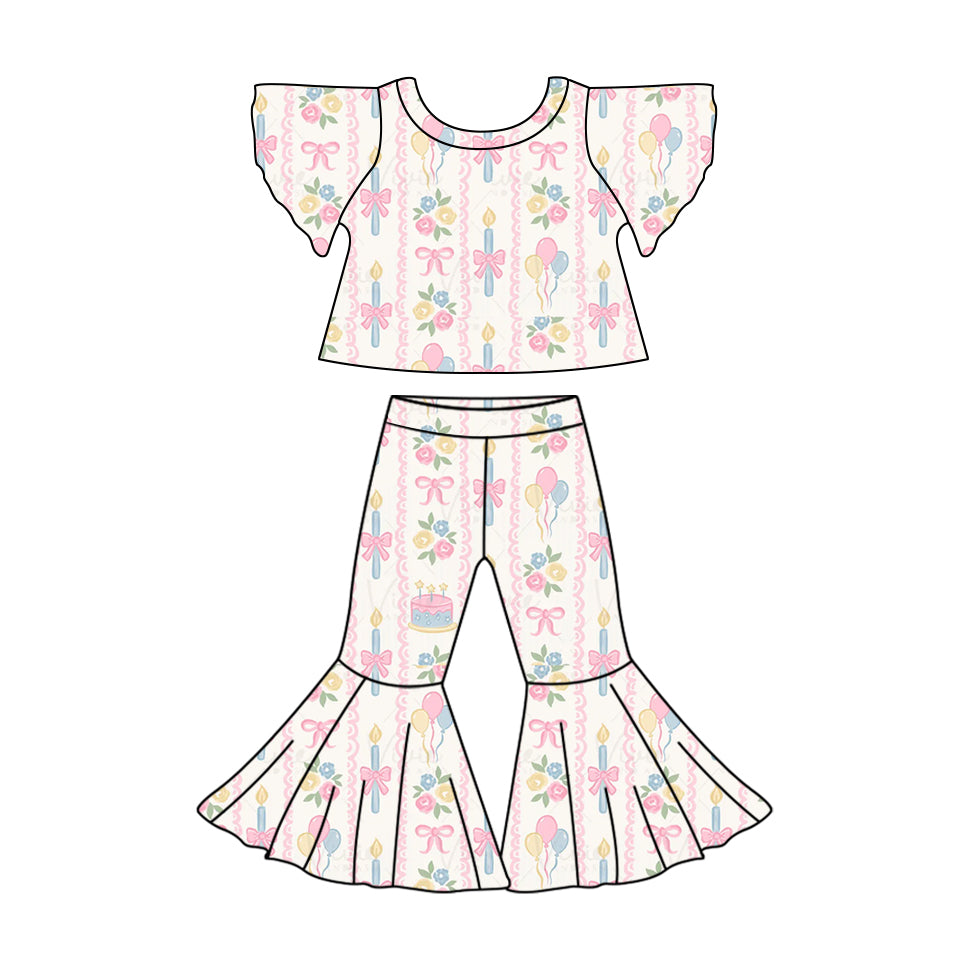 25.10.20 custom each style moq 5 eta 6-8week Sibling Sisters bow floral baby girl short sleeve pants sets 5 match family design