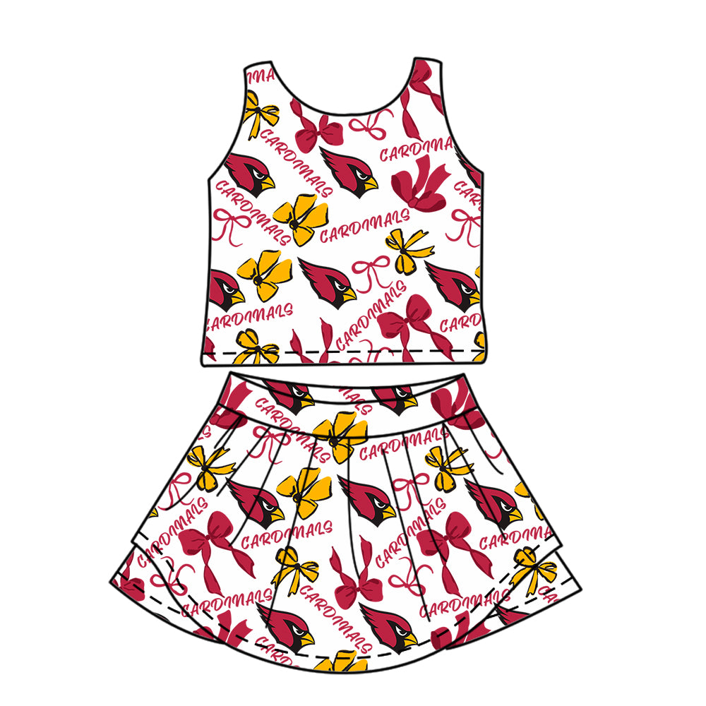 Custom moq 5 mix sizes summer teams baby girls clothes team red short sleeve skirts shorts sets 1 and skirts sets 2 and dress 1 and dress 2 and dress 3 and dress 4-25.6.9