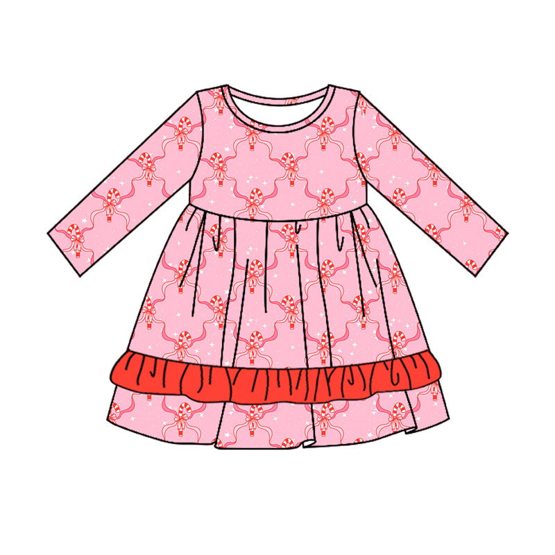 7.27 custom each style moq 5eta 4-6week Sibling Sister Christmas bow pink baby girls sets and dress and rompers match family design