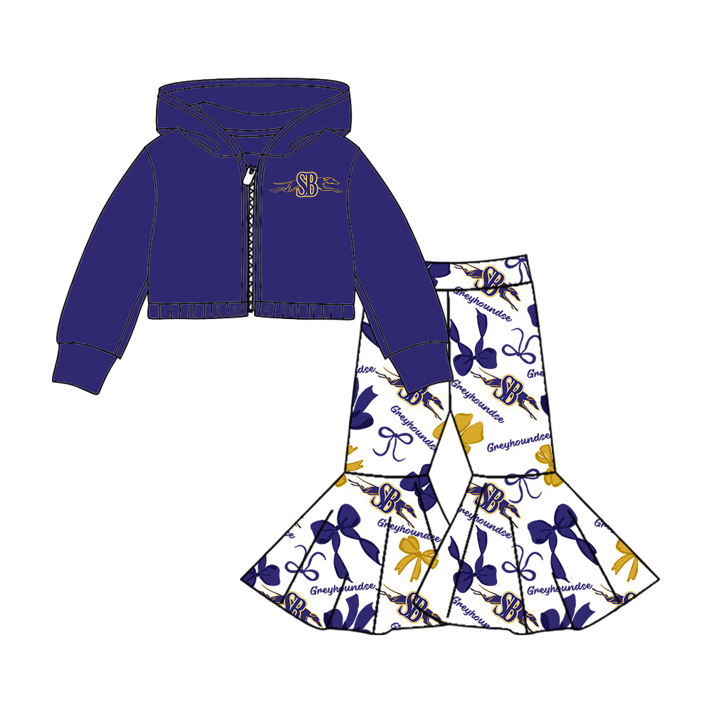 Custom moq 5 mix size milk silk summer teams baby girls clothes bow purple hooded long sleeve pants sets and skirts sets and dress and jumpsuit and top-25.7.30